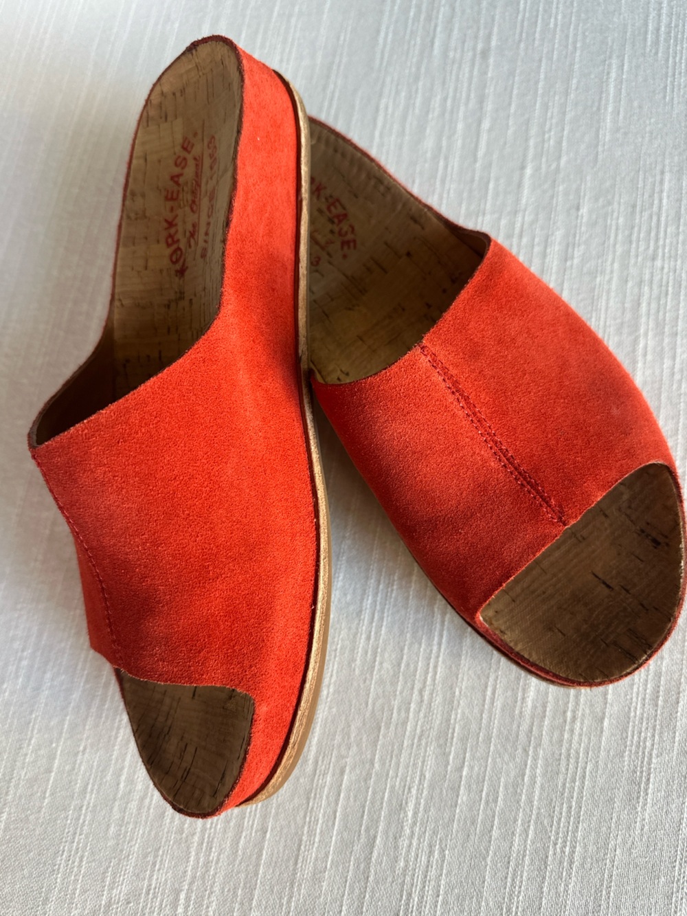 Kork-Ease Tutsi Orange Nespola Suede Cork Slide Sandals | 8